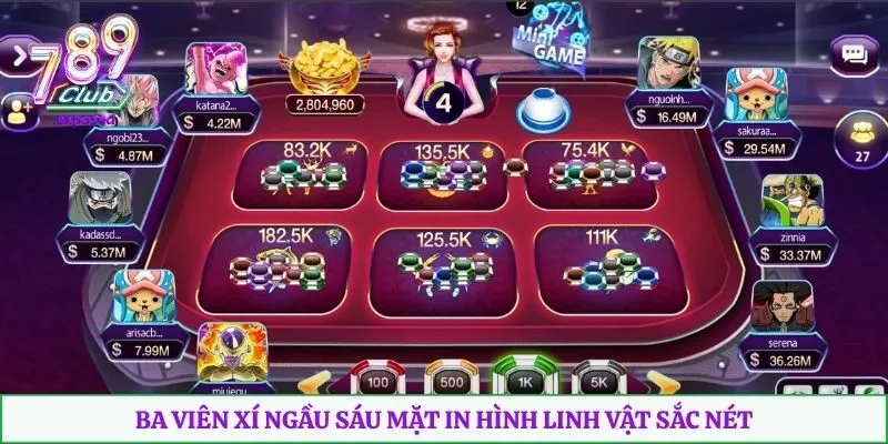Ba viên xí ngầu sáu mặt in hình linh vật sắc nét