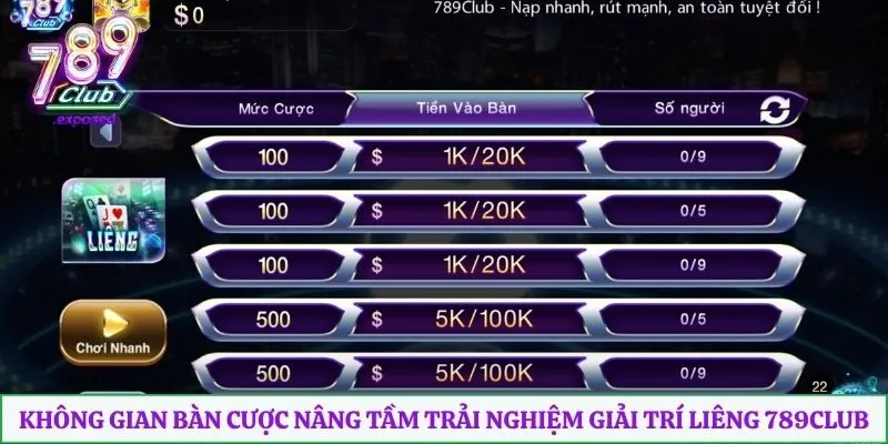 Không gian bàn cược nâng tầm trải nghiệm giải trí liêng 789club