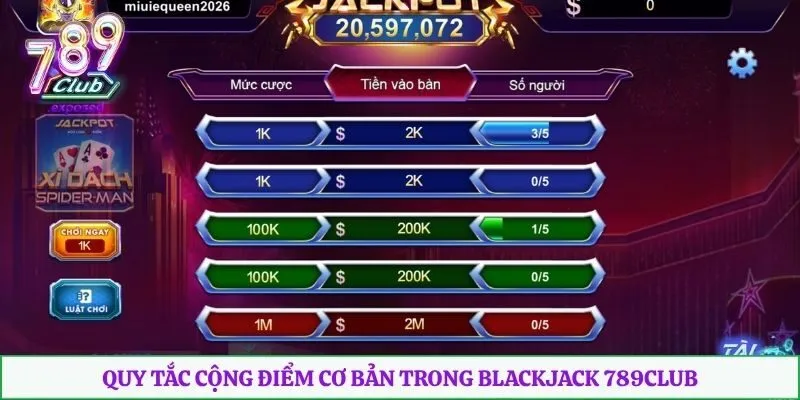 Quy tắc cộng điểm cơ bản trong blackjack 789club