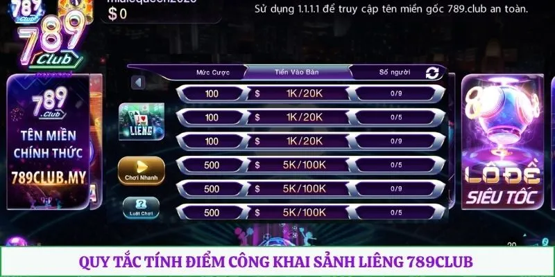 Quy tắc tính điểm công khai sảnh liêng 789club
